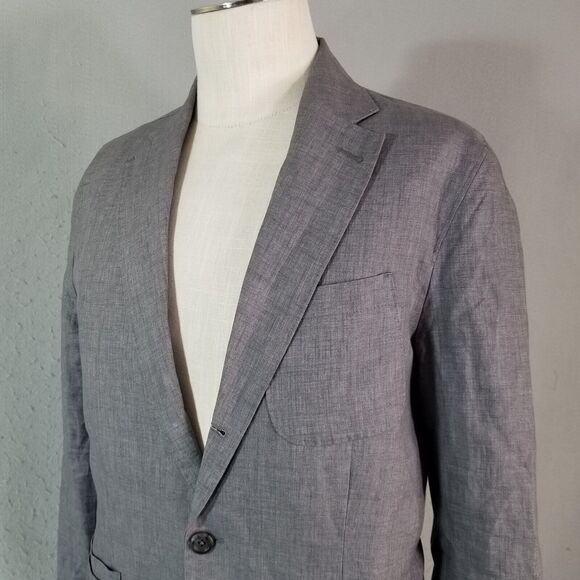 The Territory Ahead Sport Coat Jacket Mens small gray Linen Unstructured preppy - Picture 8 of 15